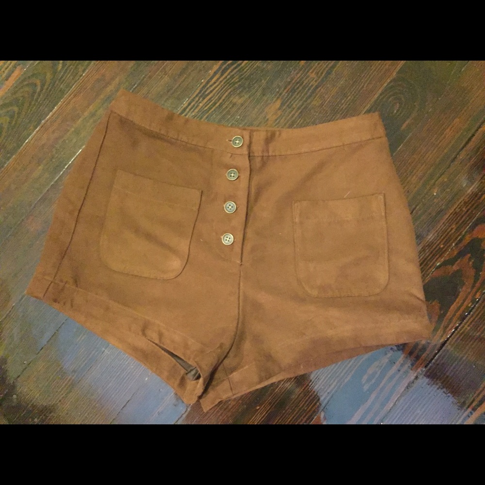 Suede Brown Hollister Button Up Shorts